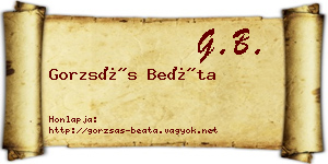 Gorzsás Beáta névjegykártya